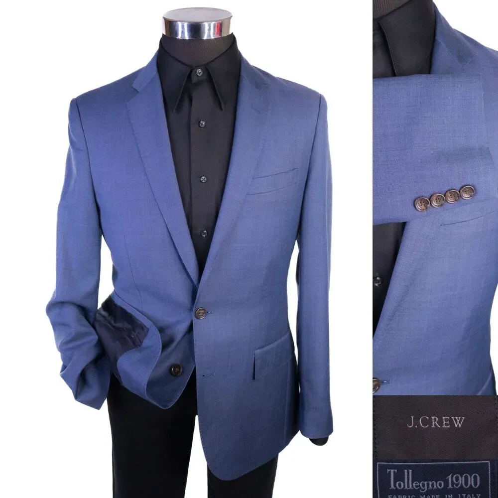 J.Crew Ludlow Tollegno 1900 Sz 38R Wool Sport Coat Blue Two Button Jacket